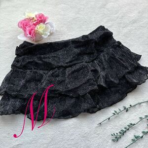  new goods M size black lame swimsuit skirt ero sexy 