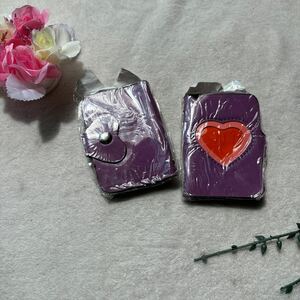  new goods pretty 2 point set purple card-case examination ticket inserting folding adjustment integer . back 