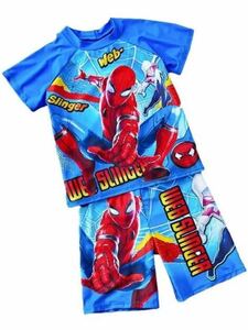  new goods 90 size Spider-Man blue Rush Guard top and bottom set swimsuit child clothes setup 