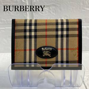 【未使用】バーバリーズ　カードケース　ノバチェック　シャドーホース　キャンバス　BURBERRY 名刺入れ ホースロゴ