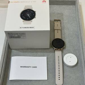 【極美品・箱付き】 HUAWEI WATCH ファーウェイ ウォッチ GT2 42mm スマートウォッチ 腕時計 時計 スポーツモデル フロスティホワイト