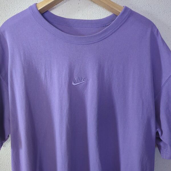 人気 NIKE センター刺繍 希少 パープル BIGサイズ オーバーサイズ Tシャツ ワンポイント