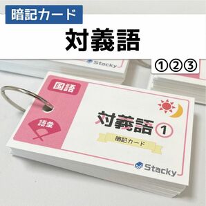中学受験 国語（語彙）対義語　暗記カード3冊【KG005】
