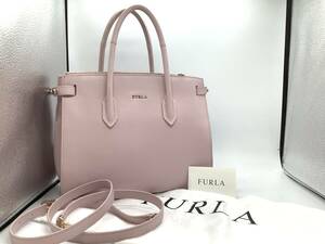 u1502 FURLA Furla handbag shoulder bag bag leather pink 2WAY width bottom approximately 27× length some 21× width approximately 13