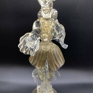 u1018 MURANO ムラーノ ベネチアンガラス 人形 2点 貴公子 貴婦人 32.5cm/32cm 金彩 紳士 淑女の画像3