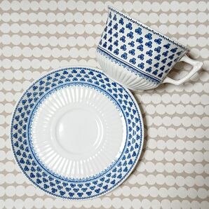 【レア】イギリスアンティーク アダムス ブレントウッド クローバーカップ&ソーサー 青 美品 WEDGWOOD