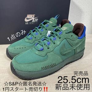 1 иен старт прямые продажи новый товар не использовался Nike NIKE военно-воздушные силы 1 wild AIR FORCE 1 WILD внутренний стандартный 25.5cm редкий модель с коробкой чёрный бирка зеленый 