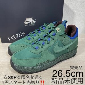 1 jpy start outright sales new goods unused Nike NIKE Air Force 1 wild AIR FORCE 1 WILD domestic regular 26.5cm rare model box attaching black tag green 