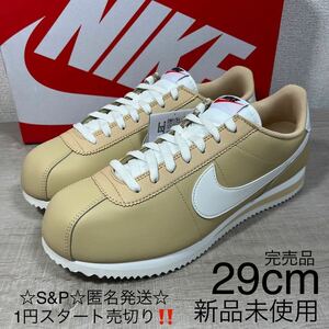 1 иен старт прямые продажи новый товар не использовался NIKE CORTEZ Nike korutetsu спортивные туфли стандартный белый бежевый 29cm кожа полная распродажа товар 