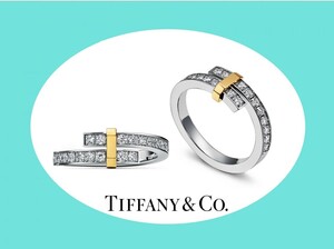 *TIFFANY*Y90 ten thousand * edge bypass diamond 0.39ct platinum &18K yellow gold ring 