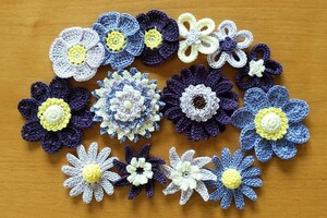 * hand made *. flower. motif 14 piece *