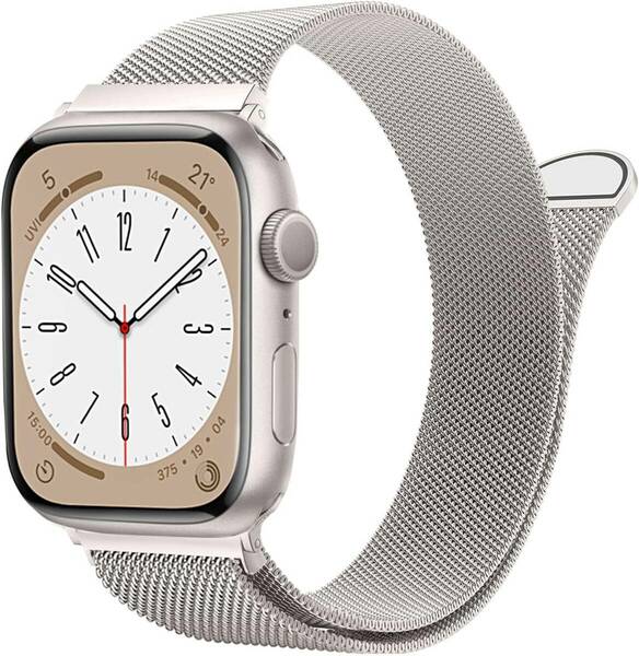 コンパチブル Apple Watch アップルウォッチバンド ステンレス留め金製 男女兼用 (49/45/44/42mm, スターライト) T113