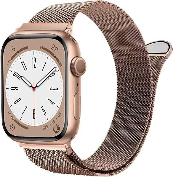 FEEKI コンパチブル Apple Watch バンド ベルト 長さ調節 通気 メッシュ ベルト Apple Watch Series (41/40/38mm, シャンパンゴールド) T95