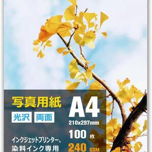 A-SUB インクジェット写真用紙 両面印刷 光沢紙 超きれい 0.3mm厚手 A4 100枚 インクジェットプリンター用紙 T168