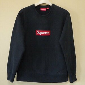 ☆ 15FW Supreme シュプリーム Box Logo Crewneck ボックスロゴ スウェット トレーナー (ネイビー紺S)RSG