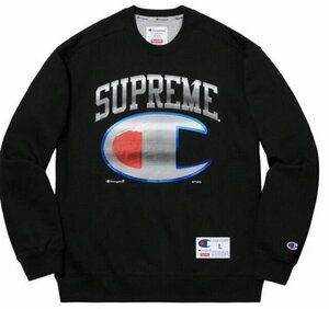 ☆ 19SS Supreme シュプリーム Champion Chrome Crewneck チャンピオン クローム スウェット トレーナー アーチロゴ (ブラック黒XL)RDC