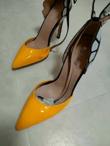  high heel pumps butterfly butterfly heel po Inte dotu beautiful legs heel style up 11,5cm heel yellow color ..... brilliant 