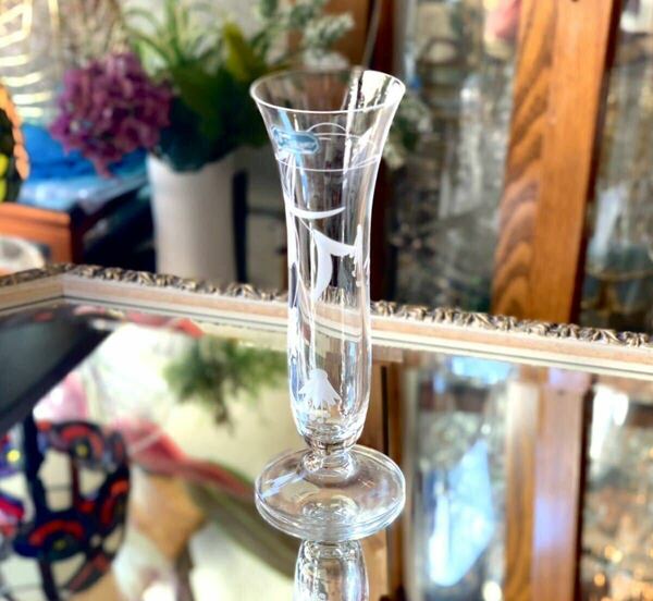 【未使用】 フランス製 JD DURANDクリスタルガラス 一輪挿し 花瓶 フラワーベース カットガラス