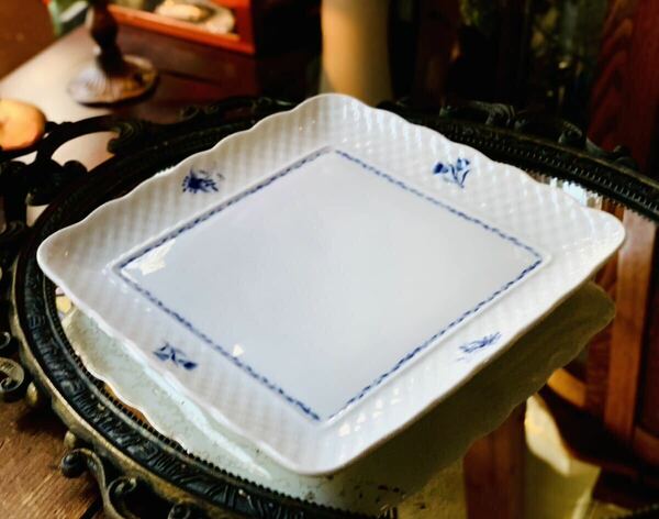 NARUMI 角皿 陶器製 盛り皿 プレート 花柄 22.5cm ナルミ