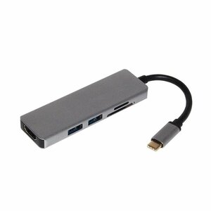 USB-TypeC to 2ポートハブ 4in1 HDMI出力 USB3.0対応 変換アダプター 高速データ伝送 超軽量小型 コンパクト TypeC TO HDMI TYPEC2HUB2