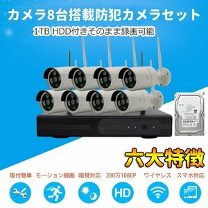  wireless crime prevention system wireless security camera 200 ten thousand pixels .. Mark have (8 pcs wireless camera +NVR recorder video recording machine +1TB HDD WNVR800HDD1T