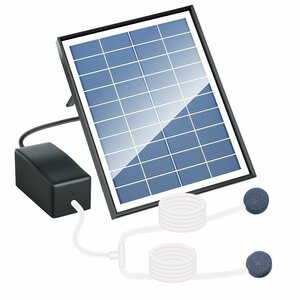 太陽光発電 エアポンプ 池酸素パイプ ソーラー給電式 DC10V 6W パネル 強力なパワー 取付簡単 エア吐出量0.8L/min エアチューブ BSVAP013