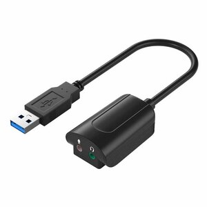 USBオーディオ変換アダプタ 有線サウンドカード 外付け USB2.0 バスパワー 音声出力 マイク入力 3.5mm ドライバ不要 USBSU219A