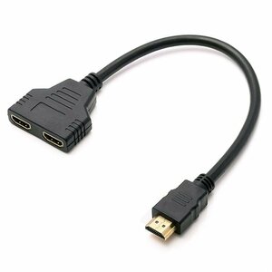 HDMI分岐ケーブル 長さ30cm 1080p フルHD対応 1入力/2出力 HDMIスプリッター 2台のモニターへ同時接続 金メッキ端子 HDMI10801T2