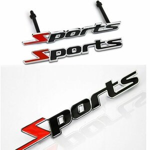フロント グリルエンブレム バッジ スポーツ SPORTS 立体 ロゴ 文字カー用品 スタッドボルト スポーツカーエンブレム 金属 CFLOGSPORTS