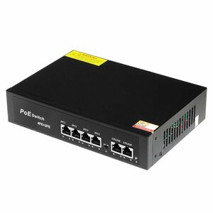 PoEスイッチングハブ PoE対応端末を一括接続 PoE4ポート＋UPLINK2ポート 最大30W ハイパワー給電 最大伝送250m コンパクトサイズ POESWT42