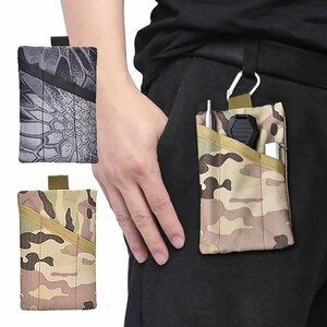  belt pouch pocket 3 piece attaching outdoor camp fishing walk camouflage water-repellent waist bag case [ black camouflage ]EDCPT124