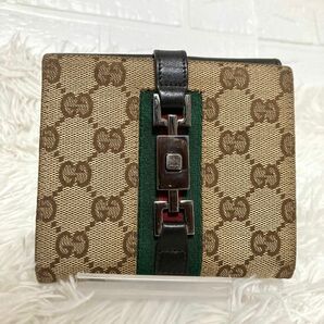 GUCCI グッチ ジャッキー シェリーライン 二つ折り財布 GGキャンバス 財布　良品