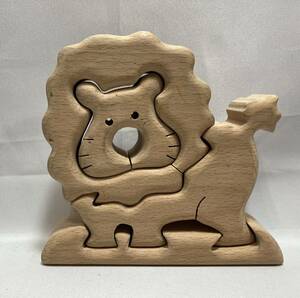【即決】ライオン 木製パズル 立体パズル 木のおもちゃ 木製 おもちゃ / 知育玩具 指先訓練 協調能力
