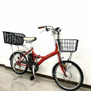 1円スタート 京の洛スク Pirouette ピルエット 電動アシスト自転車 赤色 レッド コンパクトサイズ 通電確認済 直接引取限定