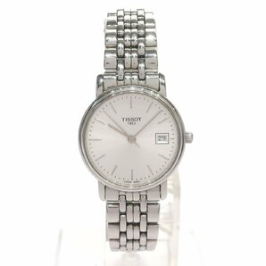 1円スタート 美品 稼働品 TISSOT ティソ レディース 腕時計 T830/930 デイト クォーツ ラウンドフェイス 3針 純正ベルト シルバー文字盤の画像1