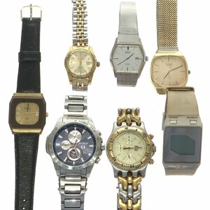 1円スタート 腕時計 まとめ7点セット CASIO カシオ RADO ラドー SEIKO セイコー ELGIN エルジン 他 クォーツ 自動巻き デイト 稼動品 含