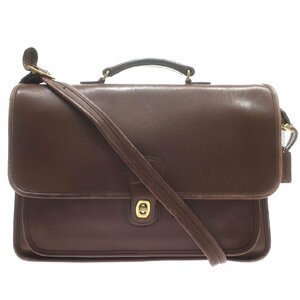 1 jpy start COACH Coach leather business bag 5180 Old Coach Gold metal fittings 2way briefcase shoulder bag Brown 