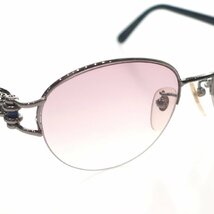 1円スタート 美品 Yves Saint Laurent イヴサンローラン サングラス 31-0007 YSLロゴ 眼鏡 アイウェア 度なし ネイビー シルバー ピンク_画像4