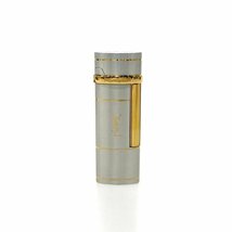 1円スタート YVES SAINT LAURENT イヴサンローラン YSL ガスライター シルバー×ゴールド 煙草 喫煙具 タバコグッズ 火花〇 着火未確認_画像1