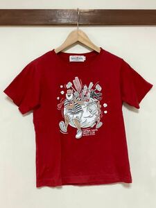 ひ1389 Captain Santa キャプテンサンタ 半袖Tシャツ L レディース キッズ レッド YACHT CLUB 両面プリント