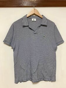 ふ1314 LACOSTE ラコステ スキッパー 半袖ポロシャツ 3 グレー/ネイビ 日本製