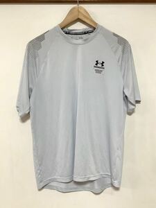 ほ1337 UNDER ARMOUR アンダーアーマー 半袖Tシャツ LG グレー ロゴプリント ルーズ ドライ 速乾