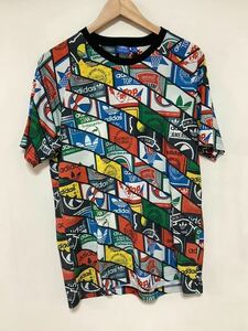 ほ1368 adidas originals アディダスオリジナルス 総柄 半袖Tシャツ O トレフォイル 