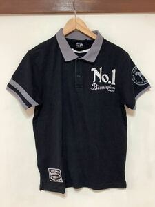 ほ1348 NORTON ノートン 半袖ポロシャツ L ブラック/グレー ロゴ刺繍 