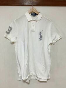 ふ1338 Polo Ralph Lauren ラルフローレン 半袖ポロシャツ L 180/104A カスタムフィット ホワイト ビッグポニー 