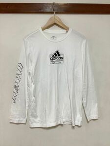 ひ1397 adidas アディダス 長袖Tシャツ ロンT M ホワイト ロゴプリント