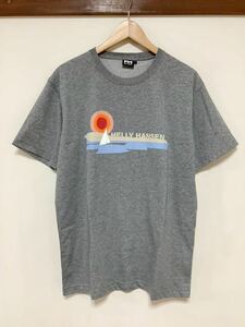 ふ1332 HELLY HANSEN ヘリーハンセン 半袖Tシャツ L グレー ロゴプリント