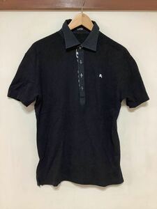 ho1305 BURBERRY BLACK LABEL Burberry Black Label рубашка-поло с коротким рукавом 3 черный сделано в Японии 