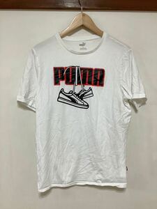 む1348 PUMA プーマ 半袖Tシャツ L ホワイト ロゴプリント 