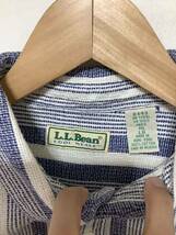 ふ1378 L.L.Bean COOL WEAVE エルエルビーン ストライプ 半袖シャツ LG ホワイト/ライトブルー _画像3